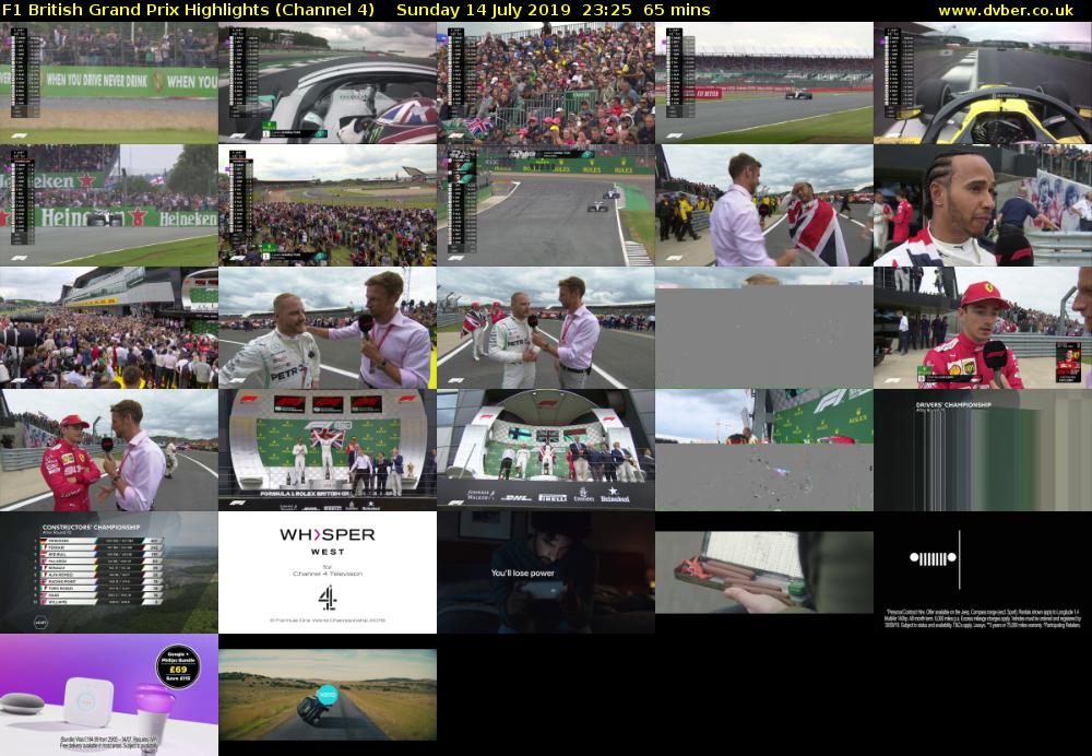 F1 British Grand Prix Highlights (Channel 4) Sunday 14 July 2019 23:25 - 00:30
