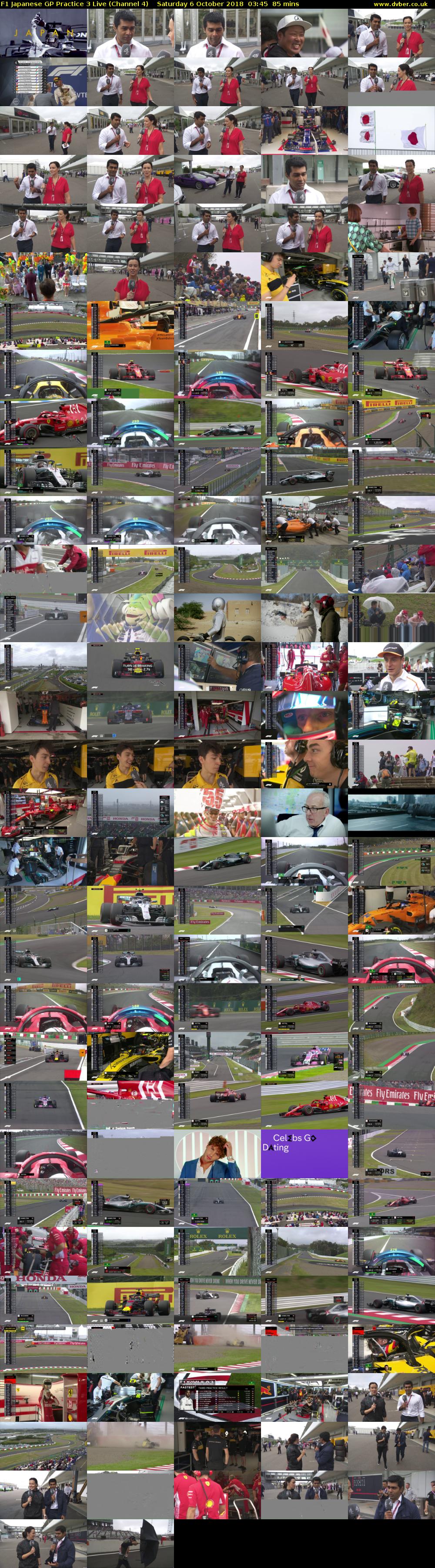 F1 Japanese GP Practice 3 Live (Channel 4) Saturday 6 October 2018 03:45 - 05:10