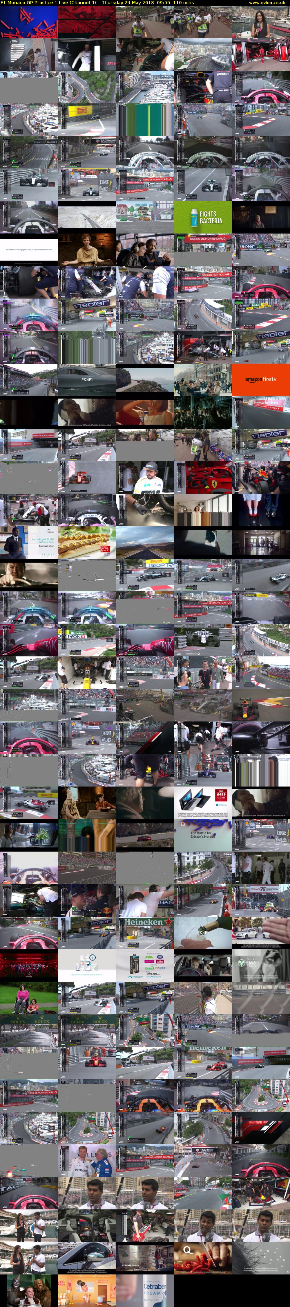 F1 Monaco GP Practice 1 Live (Channel 4) Thursday 24 May 2018 09:55 - 11:45