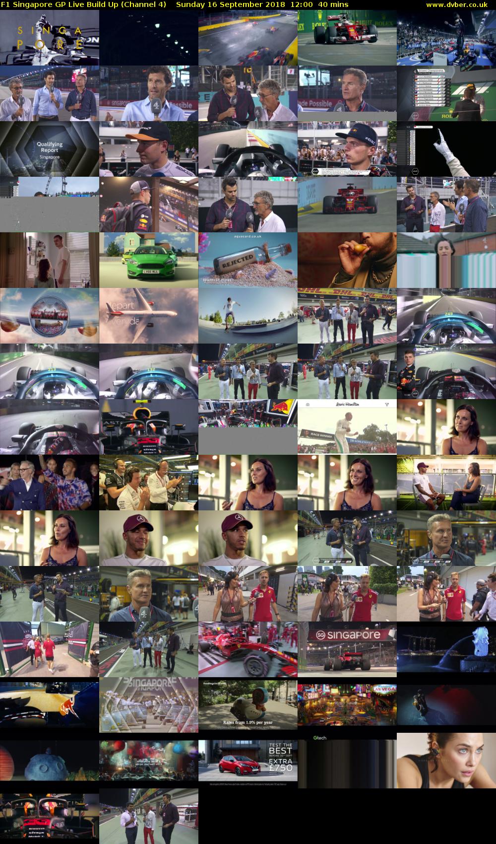 F1 Singapore GP Live Build Up (Channel 4) Sunday 16 September 2018 12:00 - 12:40