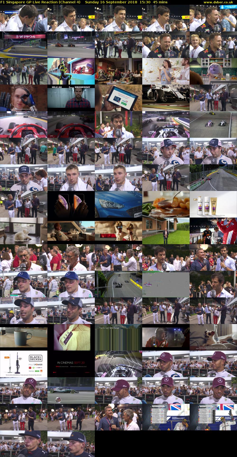 F1 Singapore GP Live Reaction (Channel 4) Sunday 16 September 2018 15:30 - 16:15