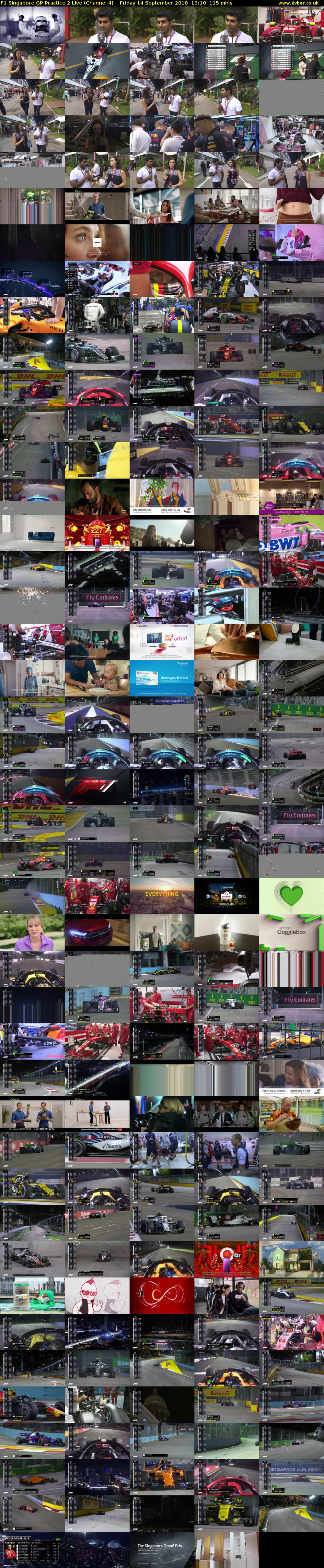 F1 Singapore GP Practice 2 Live (Channel 4) Friday 14 September 2018 13:10 - 15:05