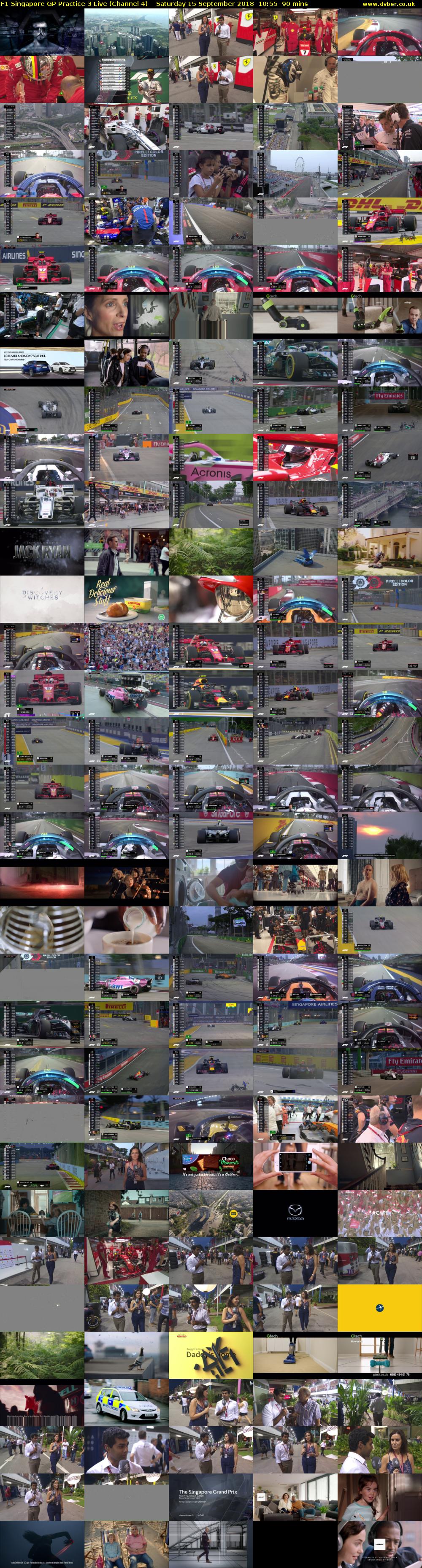 F1 Singapore GP Practice 3 Live (Channel 4) Saturday 15 September 2018 10:55 - 12:25