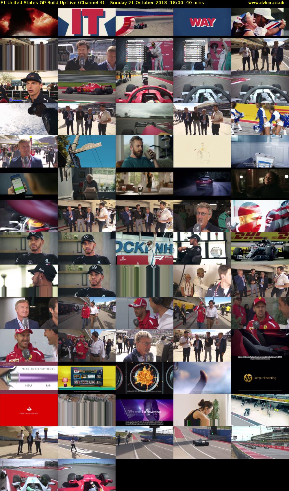 F1 United States GP Build Up Live (Channel 4) Sunday 21 October 2018 18:00 - 18:40