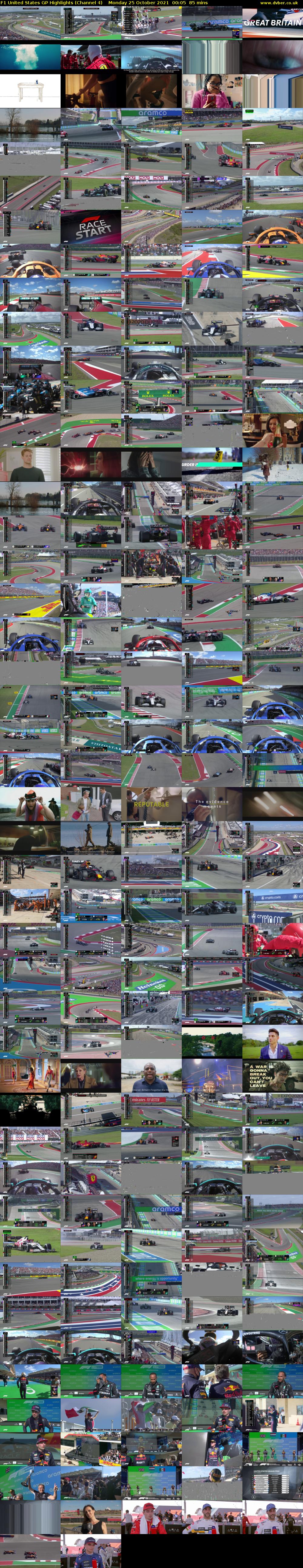 F1 United States GP Highlights (Channel 4) Monday 25 October 2021 00:05 - 01:30