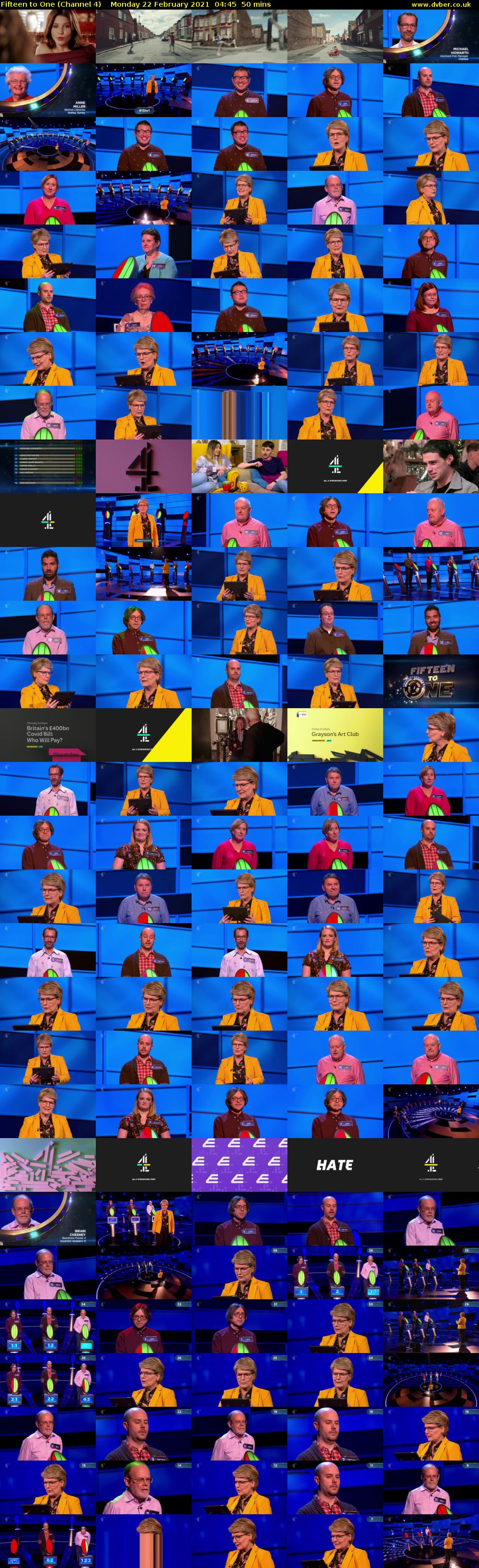 Fifteen to One (Channel 4) Monday 22 February 2021 04:45 - 05:35