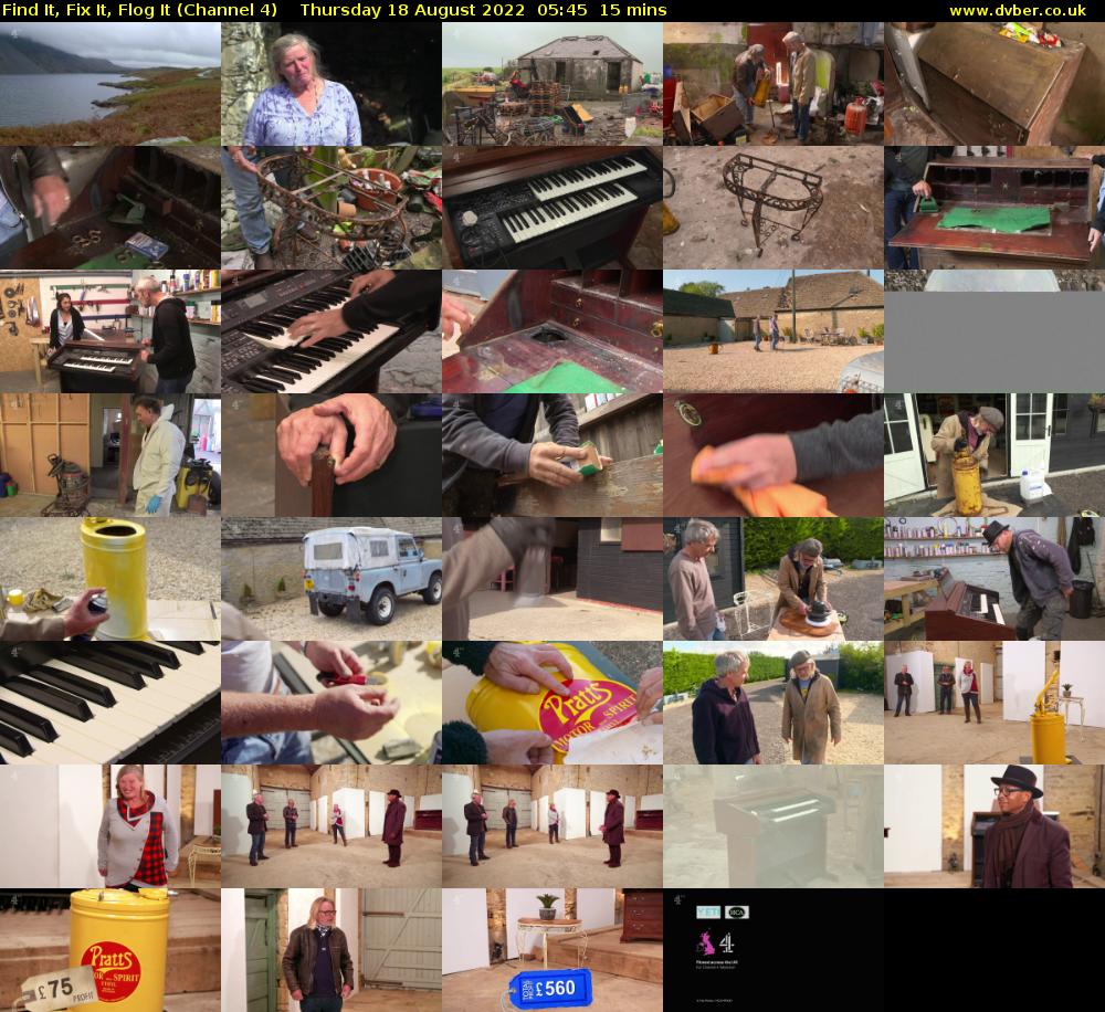 Find It, Fix It, Flog It (Channel 4) Thursday 18 August 2022 05:45 - 06:00