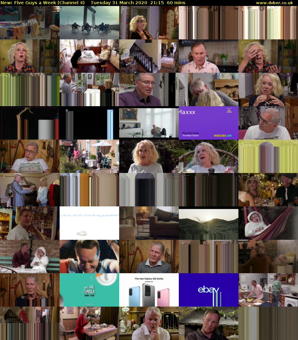 Five Guys a Week (Channel 4) Tuesday 31 March 2020 21:15 - 22:15