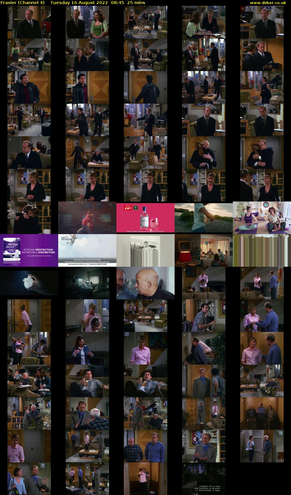 Frasier (Channel 4) Tuesday 16 August 2022 08:45 - 09:10