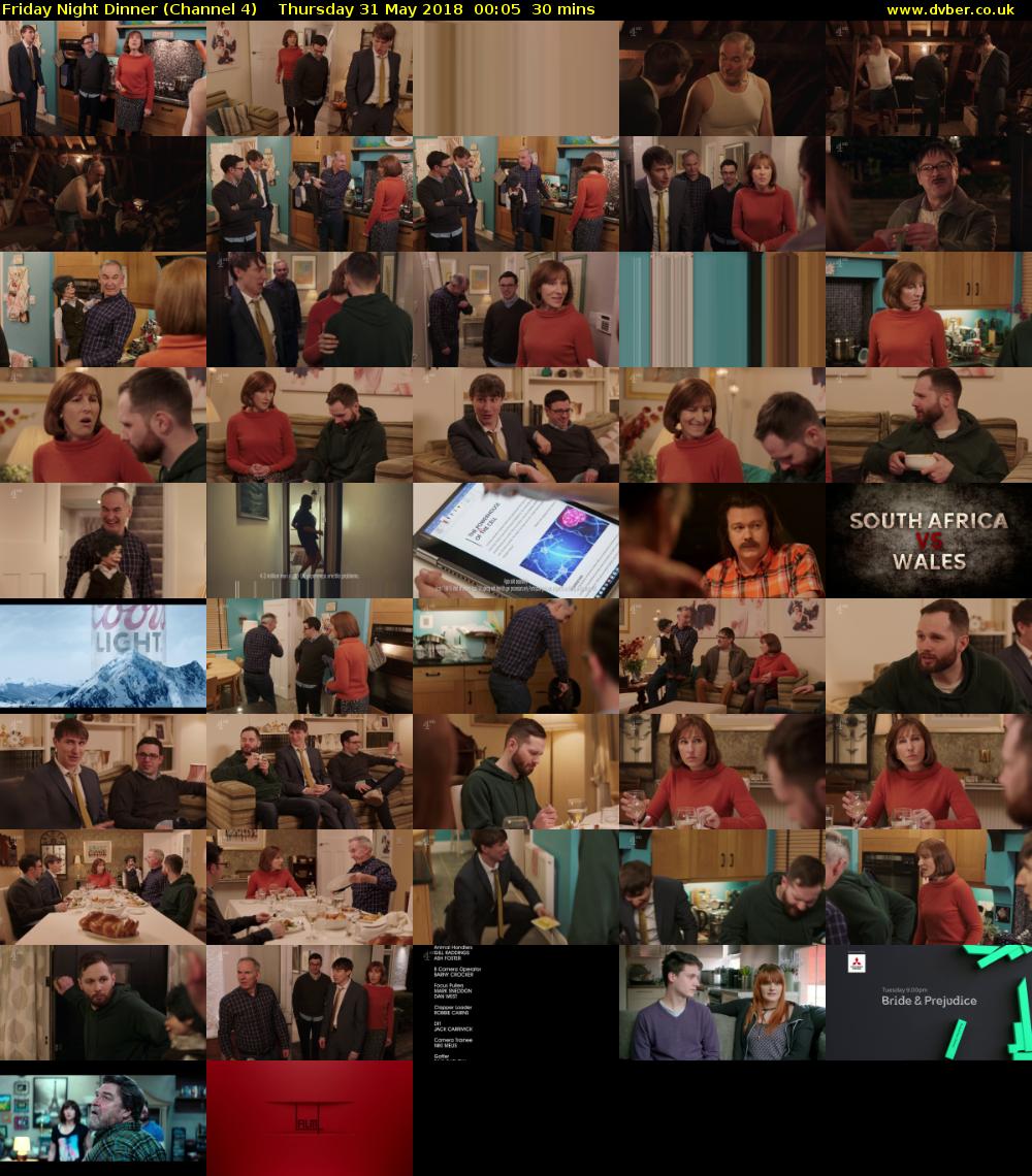 Friday Night Dinner (Channel 4) Thursday 31 May 2018 00:05 - 00:35