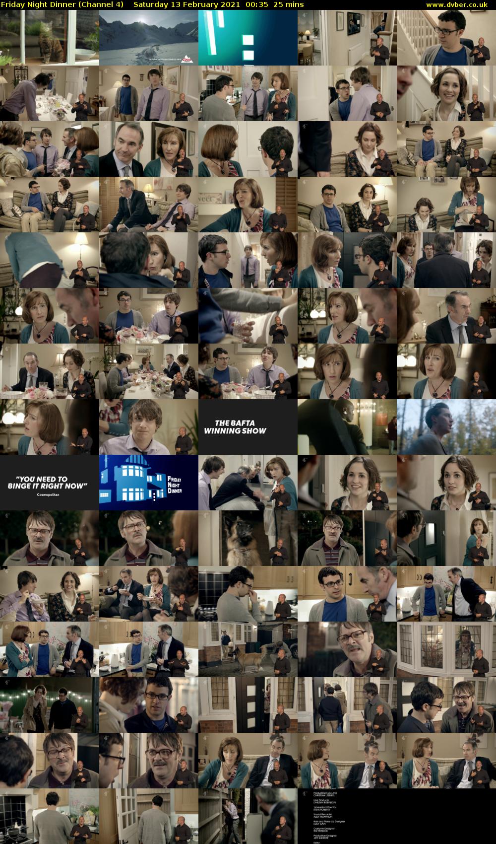 Friday Night Dinner (Channel 4) Saturday 13 February 2021 00:35 - 01:00