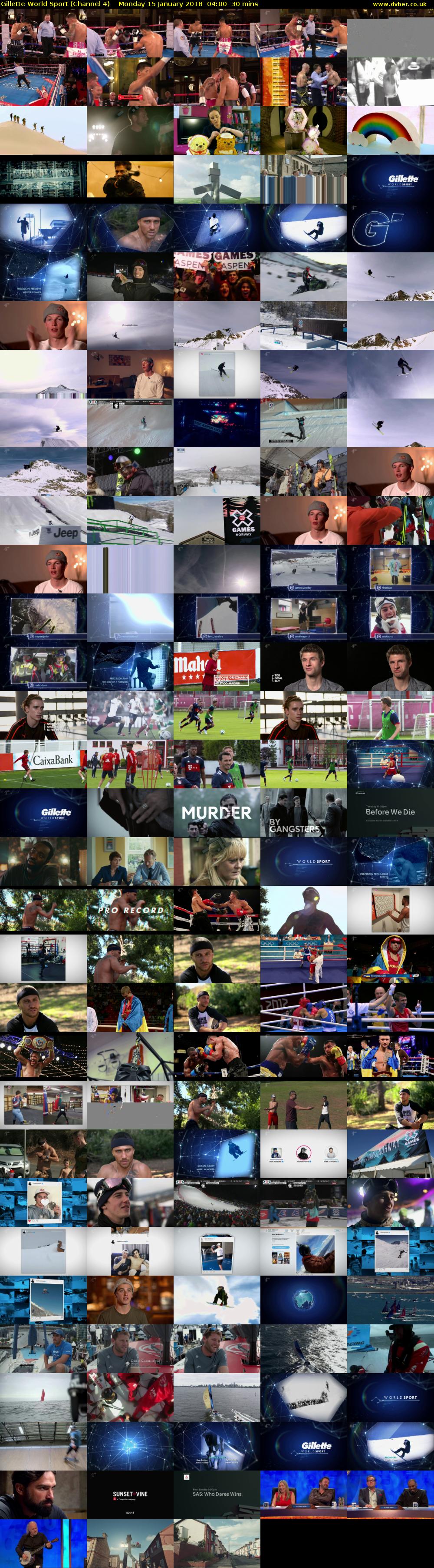 Gillette World Sport (Channel 4) Monday 15 January 2018 04:00 - 04:30