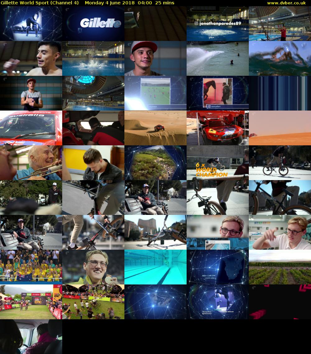 Gillette World Sport (Channel 4) Monday 4 June 2018 04:00 - 04:25