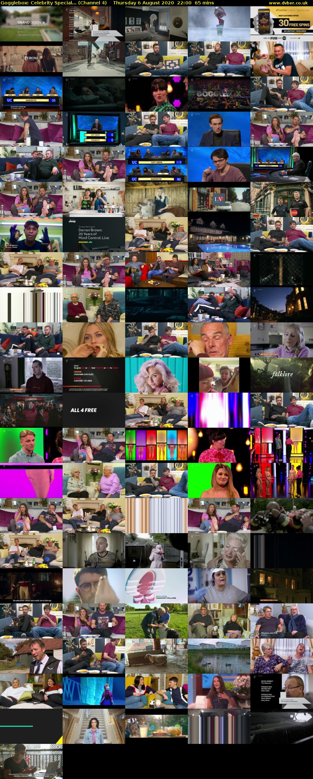 Gogglebox: Celebrity Special... (Channel 4) Thursday 6 August 2020 22:00 - 23:05