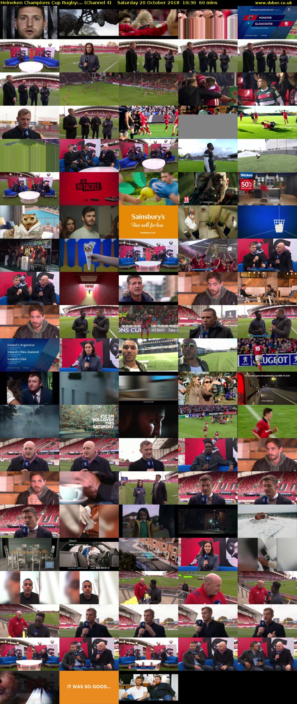 Heineken Champions Cup Rugby:... (Channel 4) Saturday 20 October 2018 10:30 - 11:30