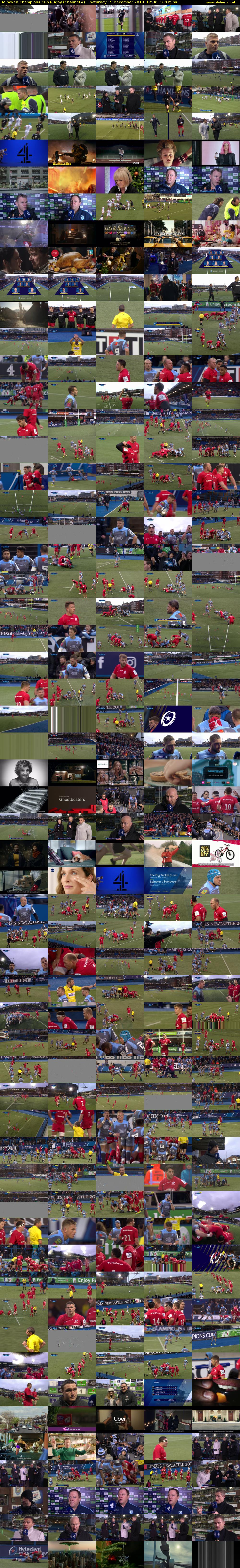 Heineken Champions Cup Rugby (Channel 4) Saturday 15 December 2018 12:30 - 15:10