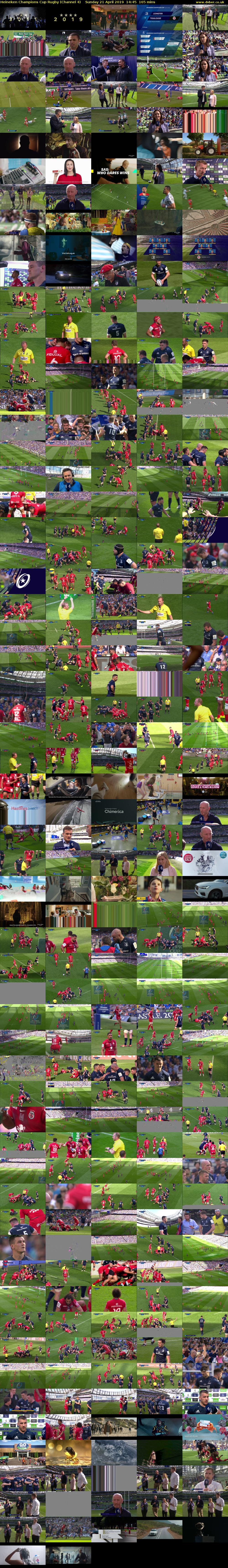 Heineken Champions Cup Rugby (Channel 4) Sunday 21 April 2019 14:45 - 17:30