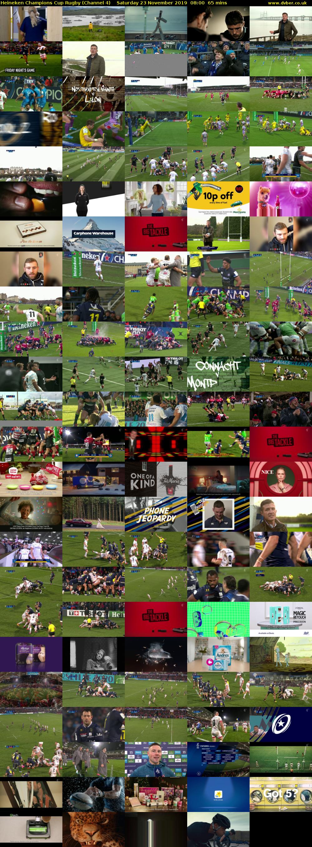 Heineken Champions Cup Rugby (Channel 4) Saturday 23 November 2019 08:00 - 09:05
