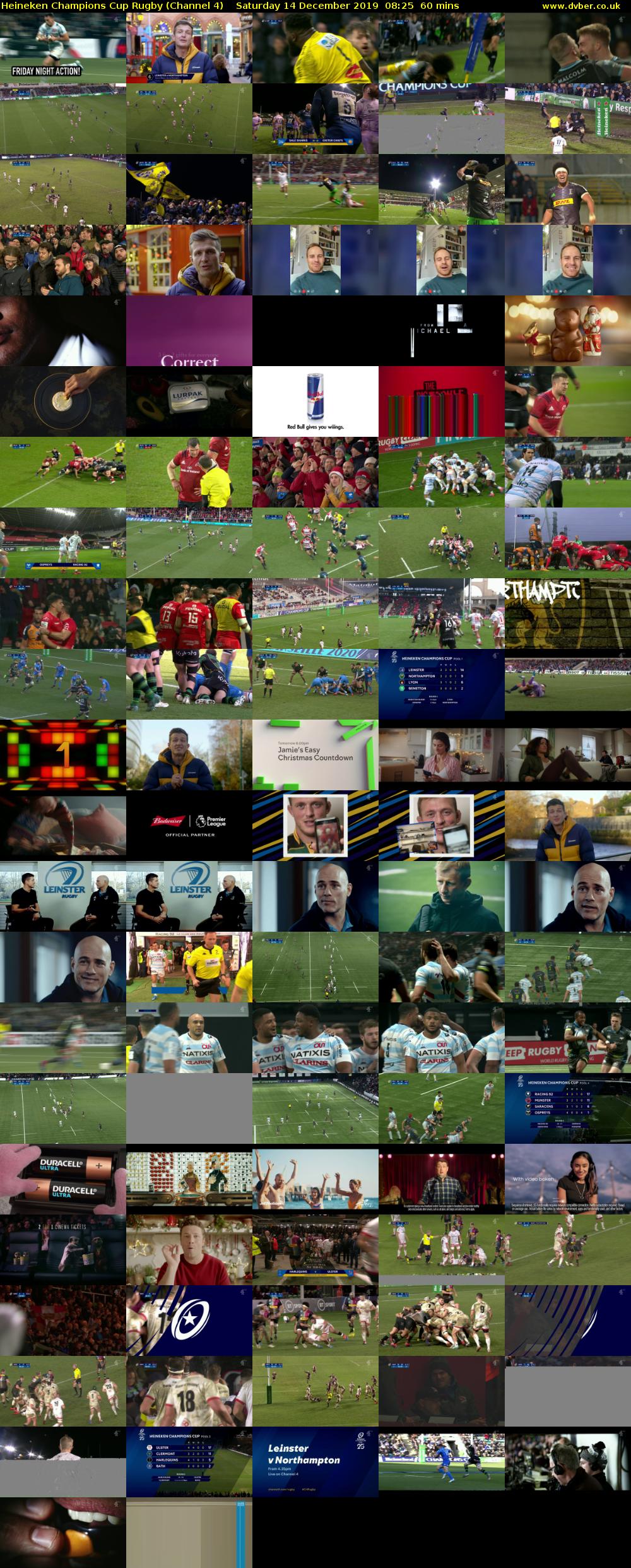 Heineken Champions Cup Rugby (Channel 4) Saturday 14 December 2019 08:25 - 09:25