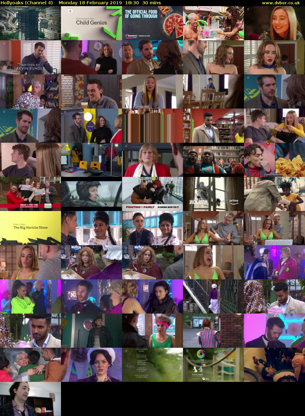 Hollyoaks (Channel 4) Monday 18 February 2019 18:30 - 19:00