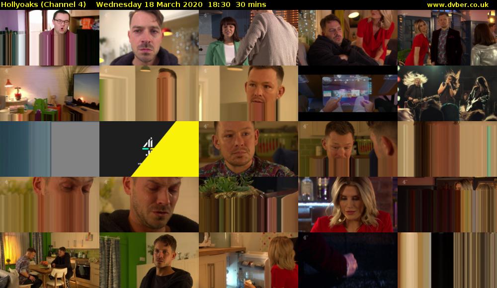 Hollyoaks (Channel 4) Wednesday 18 March 2020 18:30 - 19:00