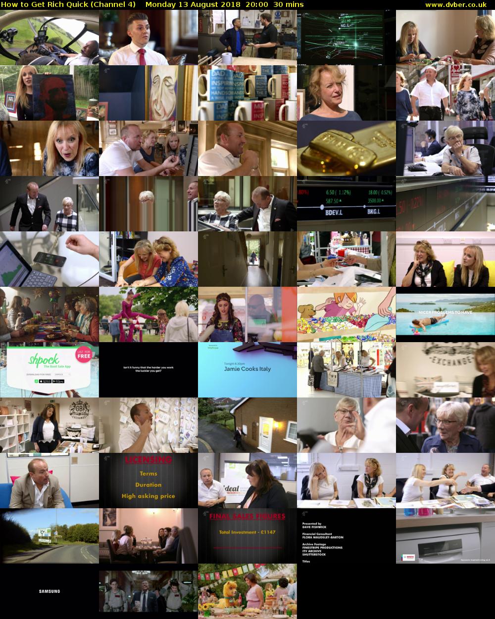 How to Get Rich Quick (Channel 4) Monday 13 August 2018 20:00 - 20:30