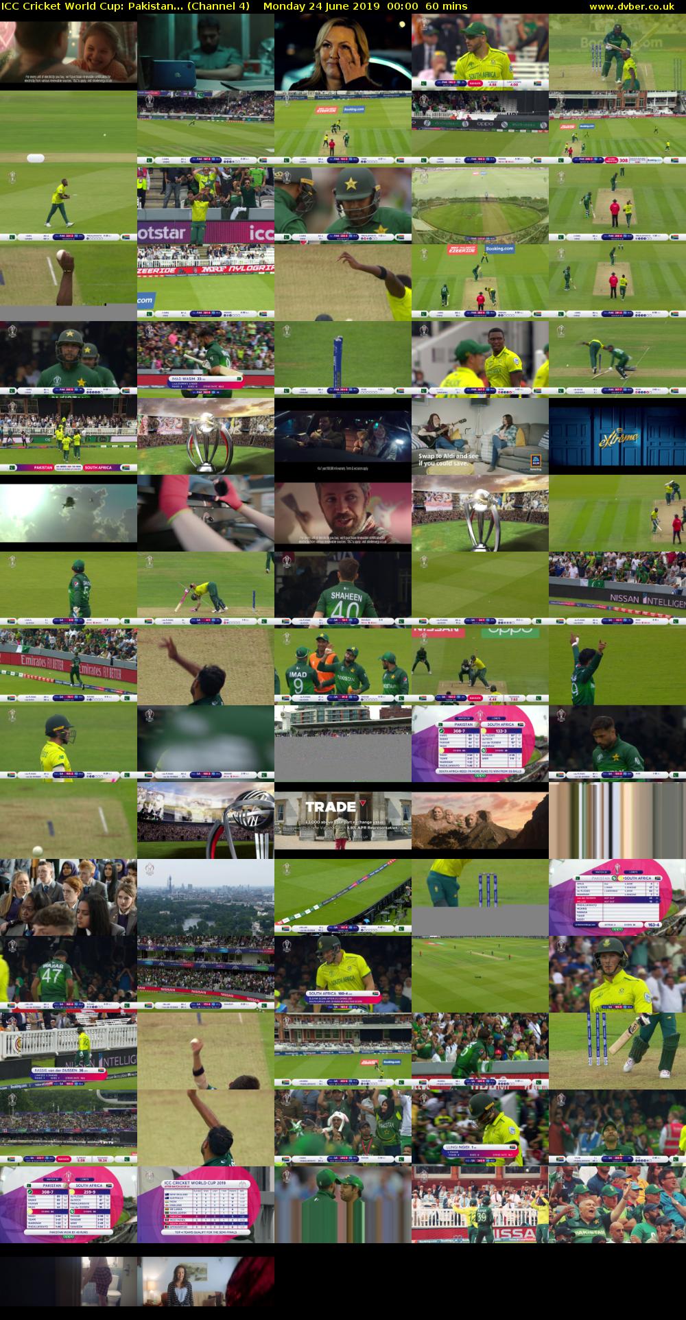 ICC Cricket World Cup: Pakistan... (Channel 4) Monday 24 June 2019 00:00 - 01:00