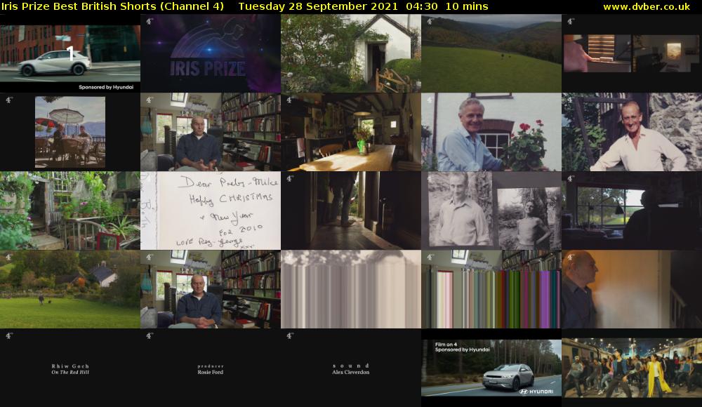 Iris Prize Best British Shorts (Channel 4) Tuesday 28 September 2021 04:30 - 04:40