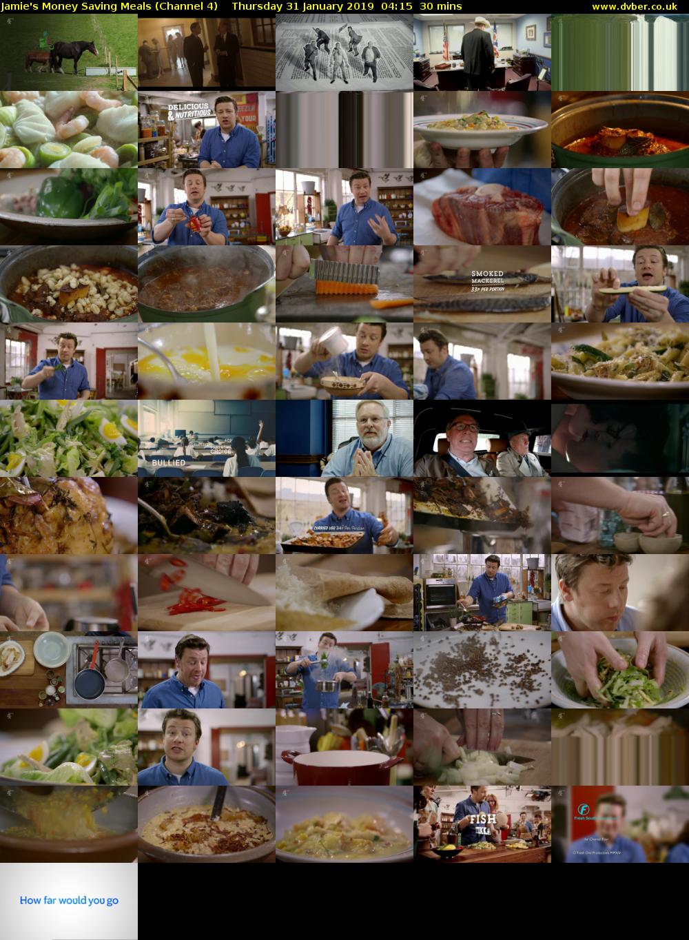 Jamie's Money Saving Meals (Channel 4) Thursday 31 January 2019 04:15 - 04:45