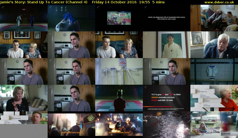 Jamie's Story: Stand Up To Cancer (Channel 4) Friday 14 October 2016 19:55 - 20:00