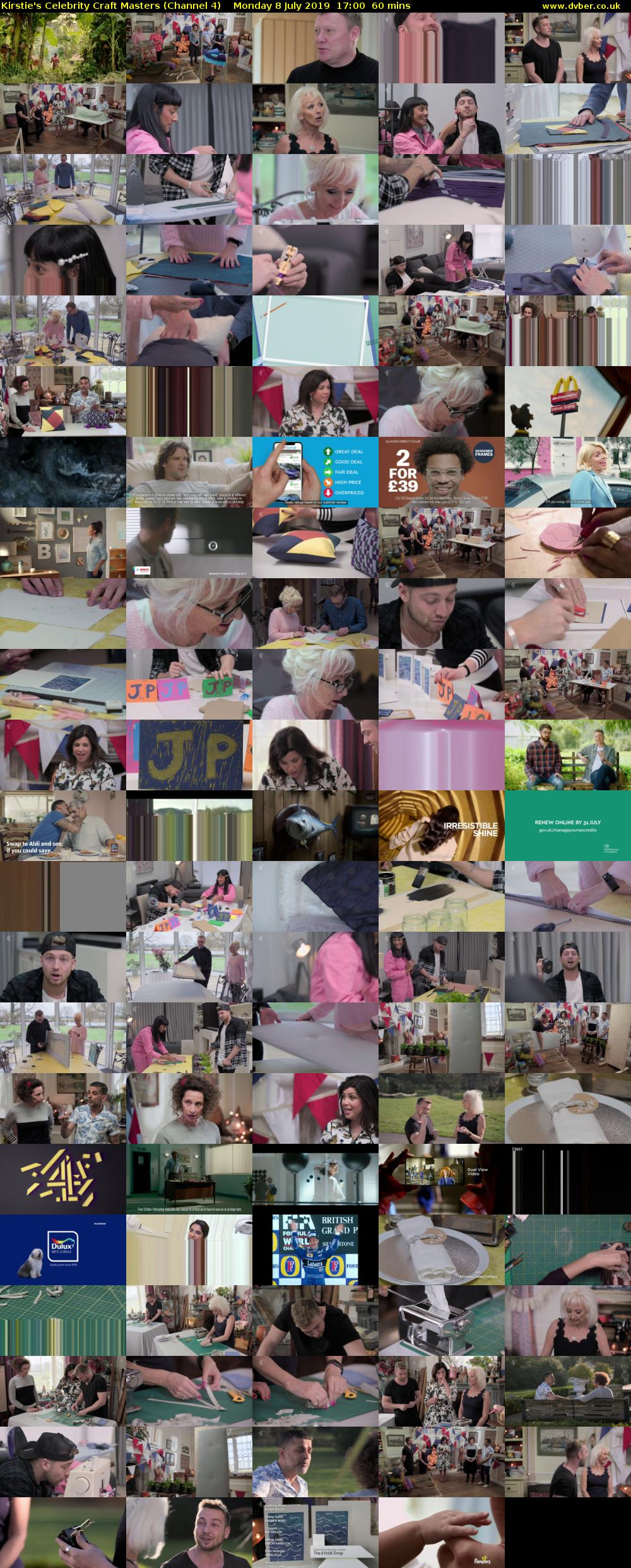 Kirstie's Celebrity Craft Masters (Channel 4) Monday 8 July 2019 17:00 - 18:00