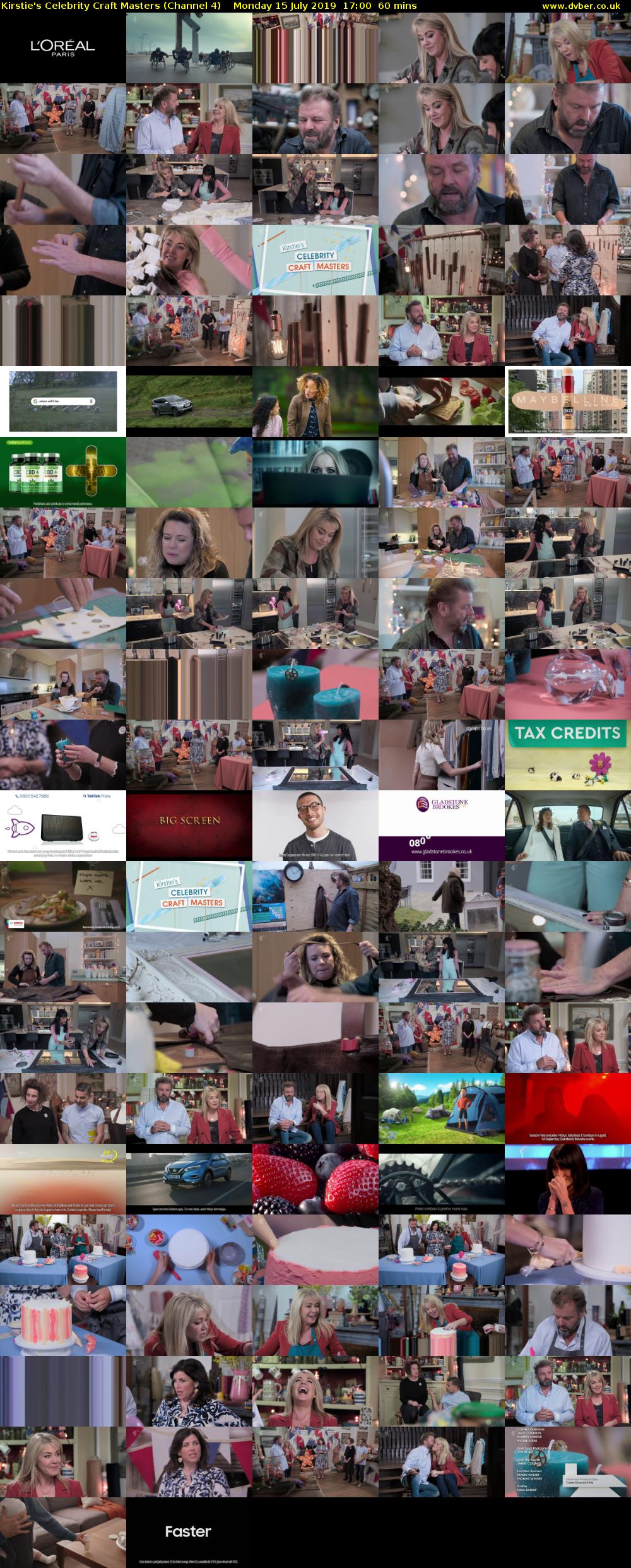 Kirstie's Celebrity Craft Masters (Channel 4) Monday 15 July 2019 17:00 - 18:00