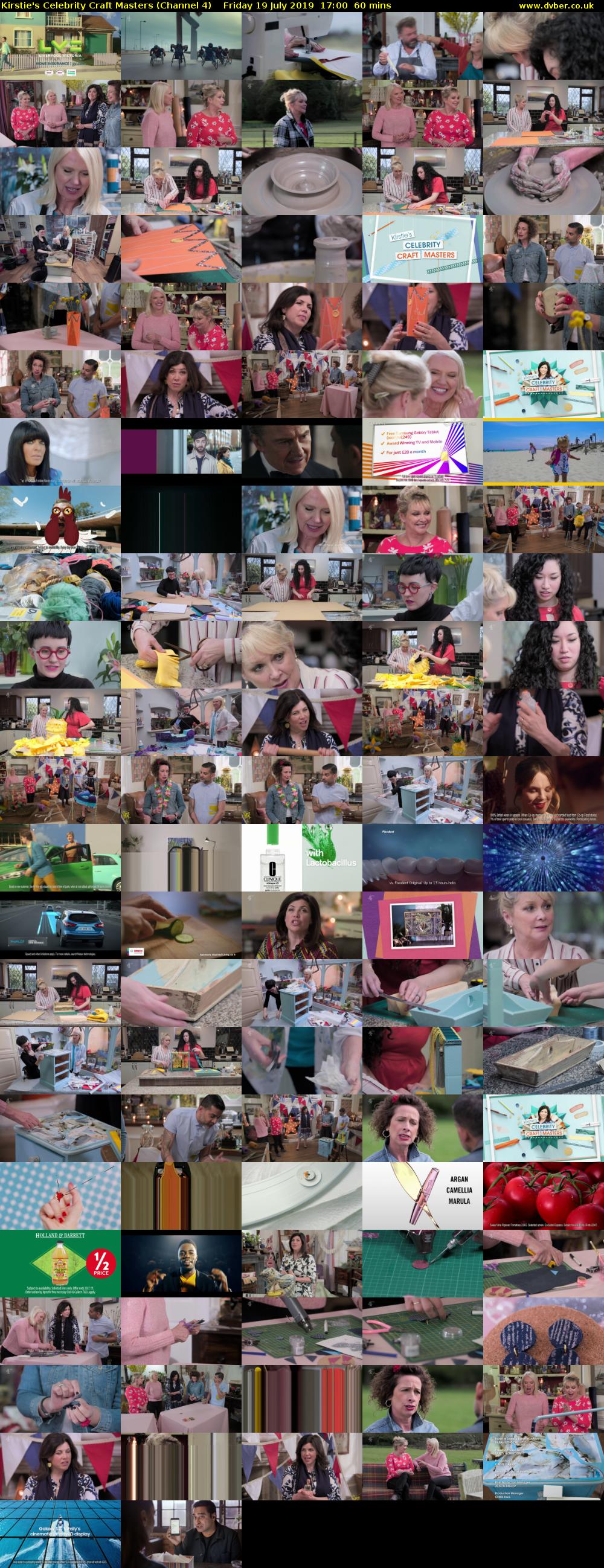 Kirstie's Celebrity Craft Masters (Channel 4) Friday 19 July 2019 17:00 - 18:00
