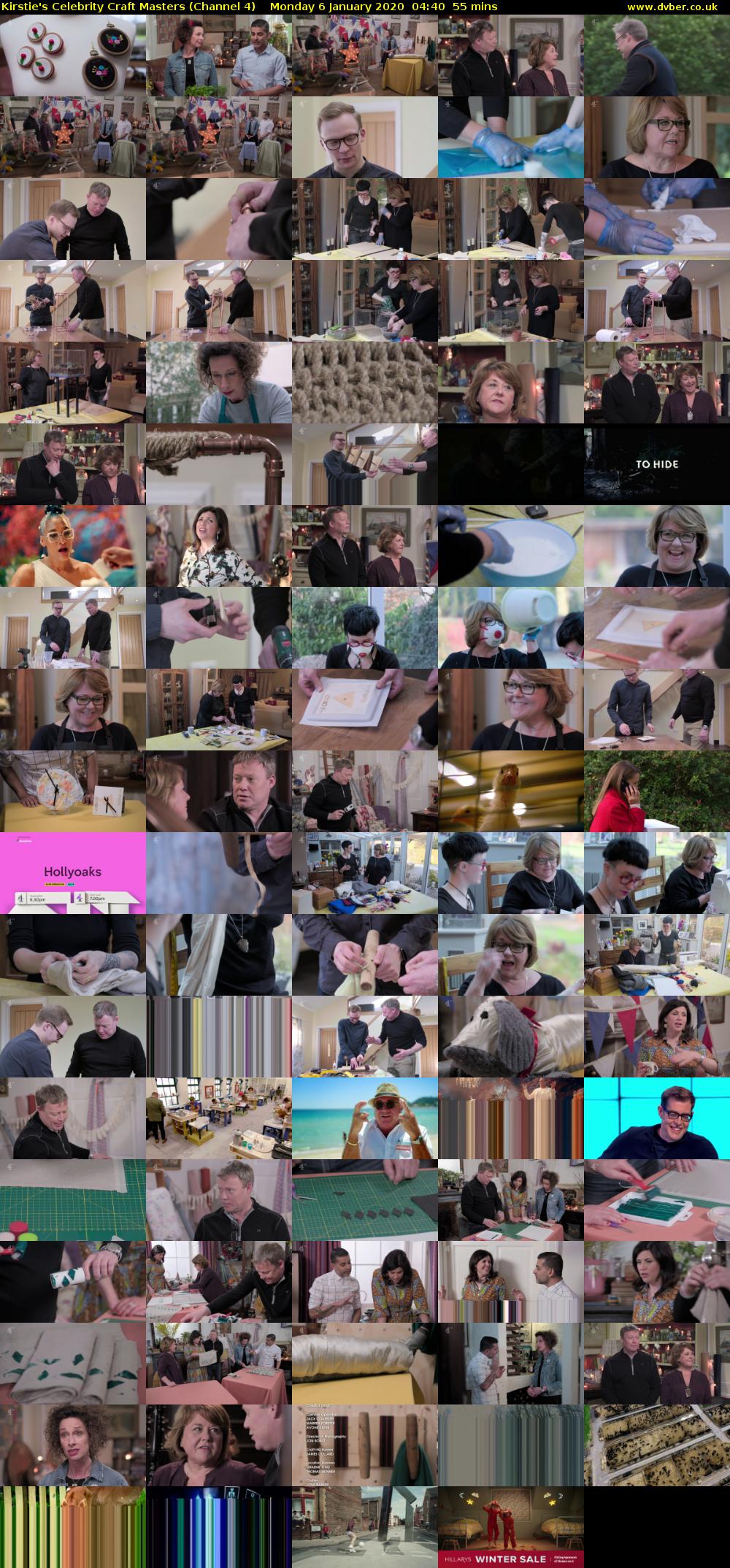 Kirstie's Celebrity Craft Masters (Channel 4) Monday 6 January 2020 04:40 - 05:35