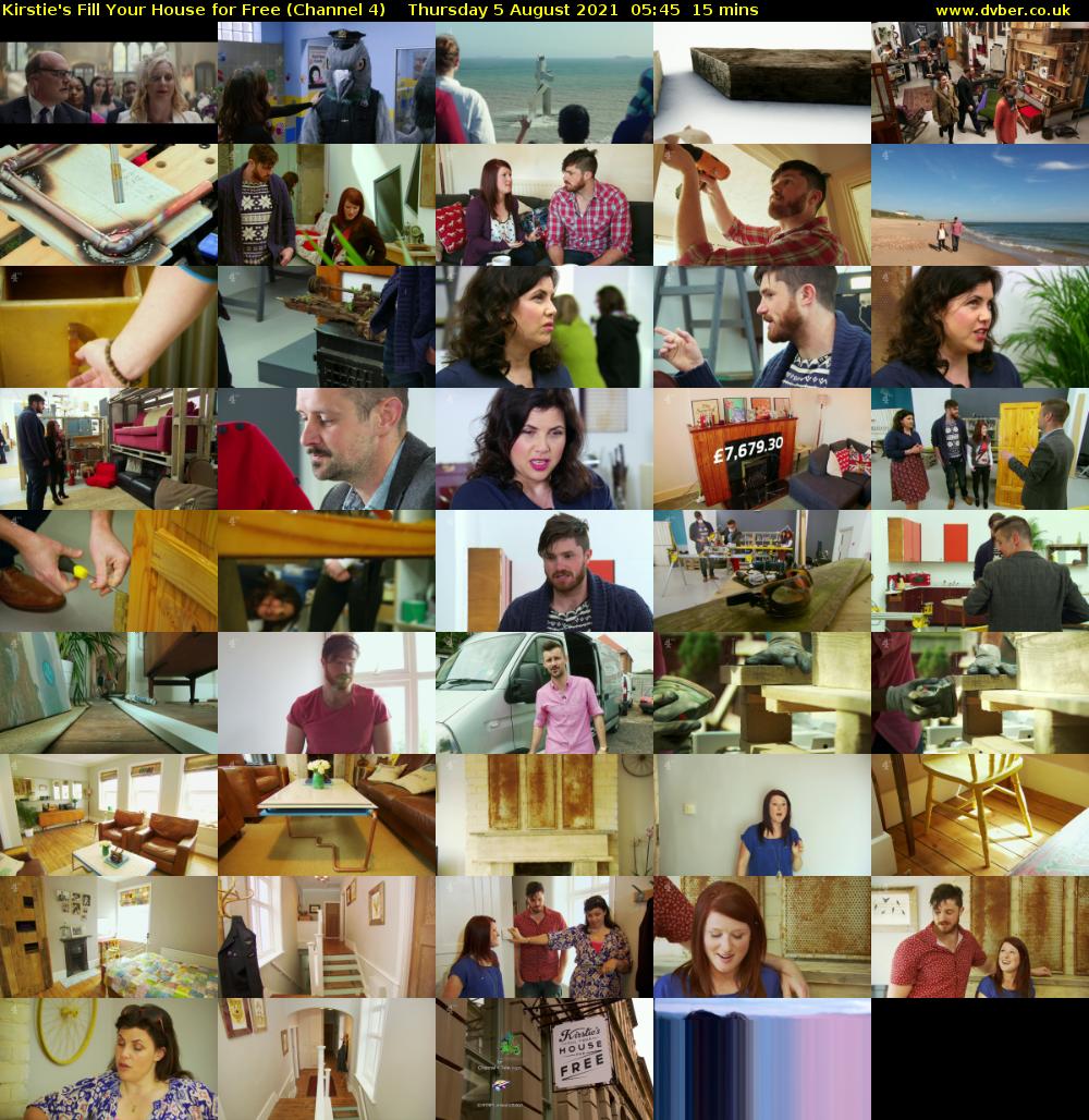 Kirstie's Fill Your House for Free (Channel 4) Thursday 5 August 2021 05:45 - 06:00