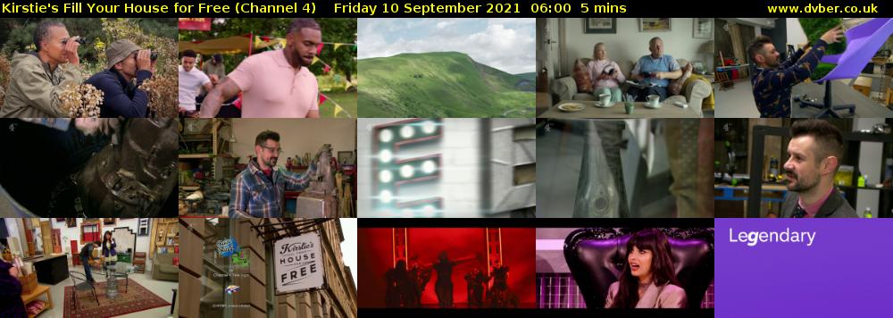 Kirstie's Fill Your House for Free (Channel 4) Friday 10 September 2021 06:00 - 06:05