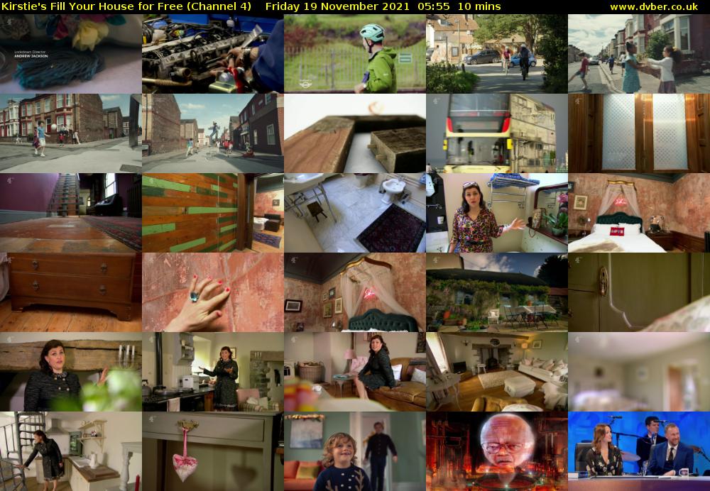 Kirstie's Fill Your House for Free (Channel 4) Friday 19 November 2021 05:55 - 06:05
