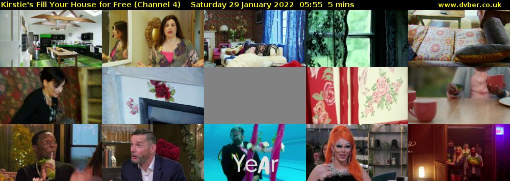 Kirstie's Fill Your House for Free (Channel 4) Saturday 29 January 2022 05:55 - 06:00