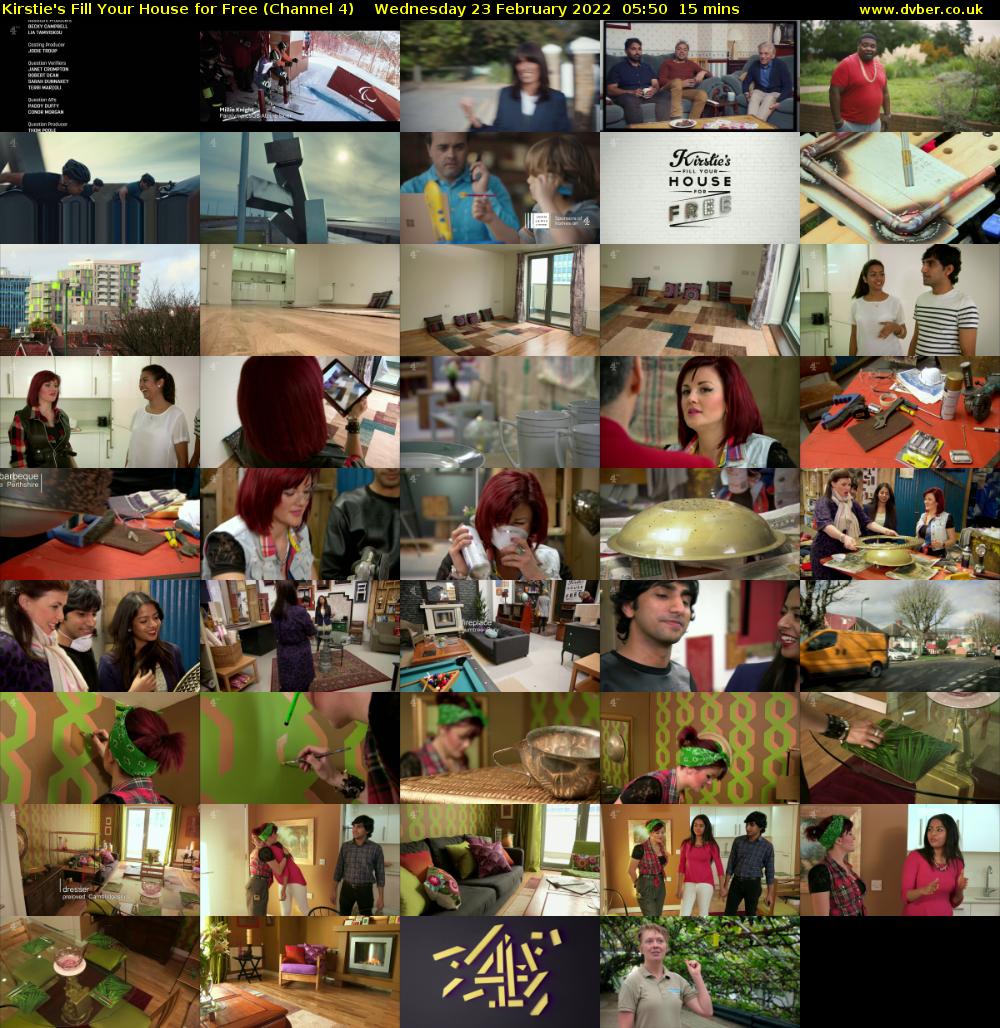 Kirstie's Fill Your House for Free (Channel 4) Wednesday 23 February 2022 05:50 - 06:05
