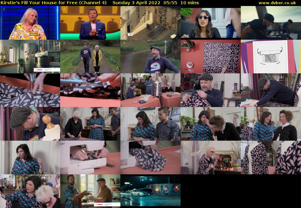 Kirstie's Fill Your House for Free (Channel 4) Sunday 3 April 2022 05:55 - 06:05