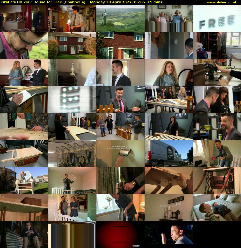 Kirstie's Fill Your House for Free (Channel 4) Monday 18 April 2022 06:05 - 06:20