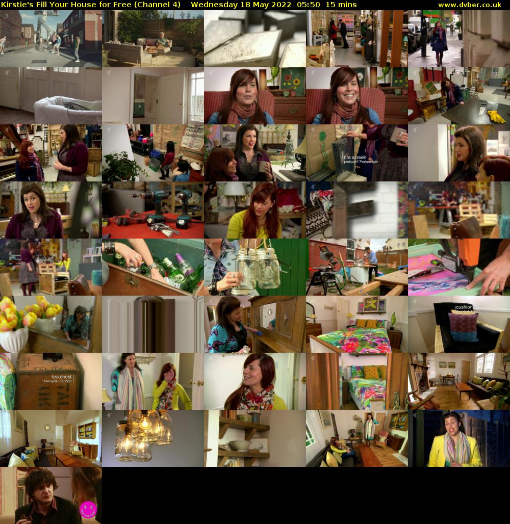 Kirstie's Fill Your House for Free (Channel 4) Wednesday 18 May 2022 05:50 - 06:05