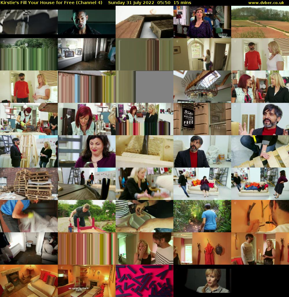 Kirstie's Fill Your House for Free (Channel 4) Sunday 31 July 2022 05:50 - 06:05