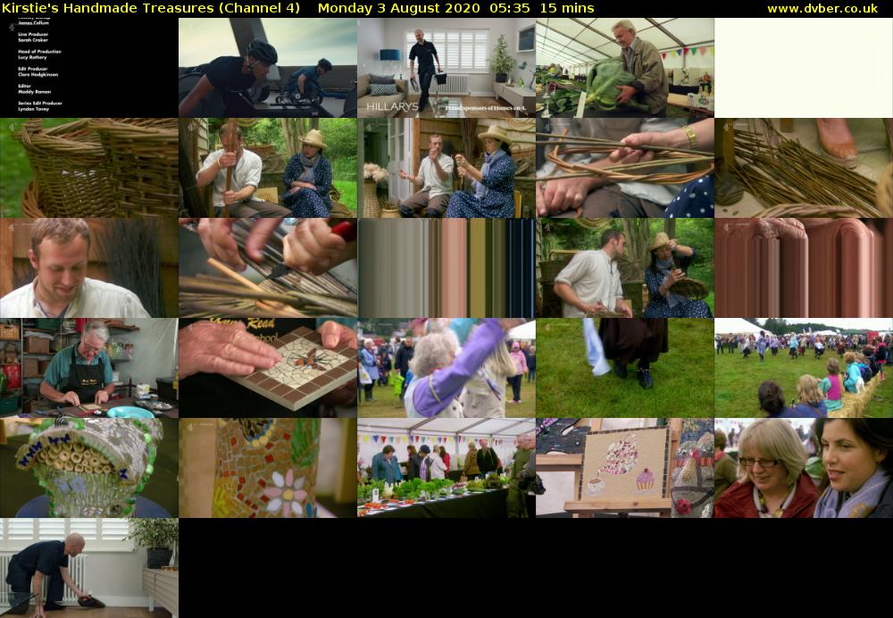 Kirstie's Handmade Treasures (Channel 4) Monday 3 August 2020 05:35 - 05:50
