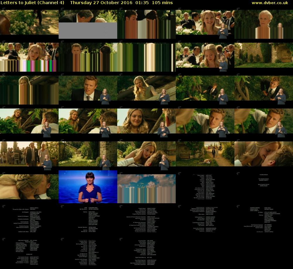 Letters to Juliet (Channel 4) Thursday 27 October 2016 01:35 - 03:20