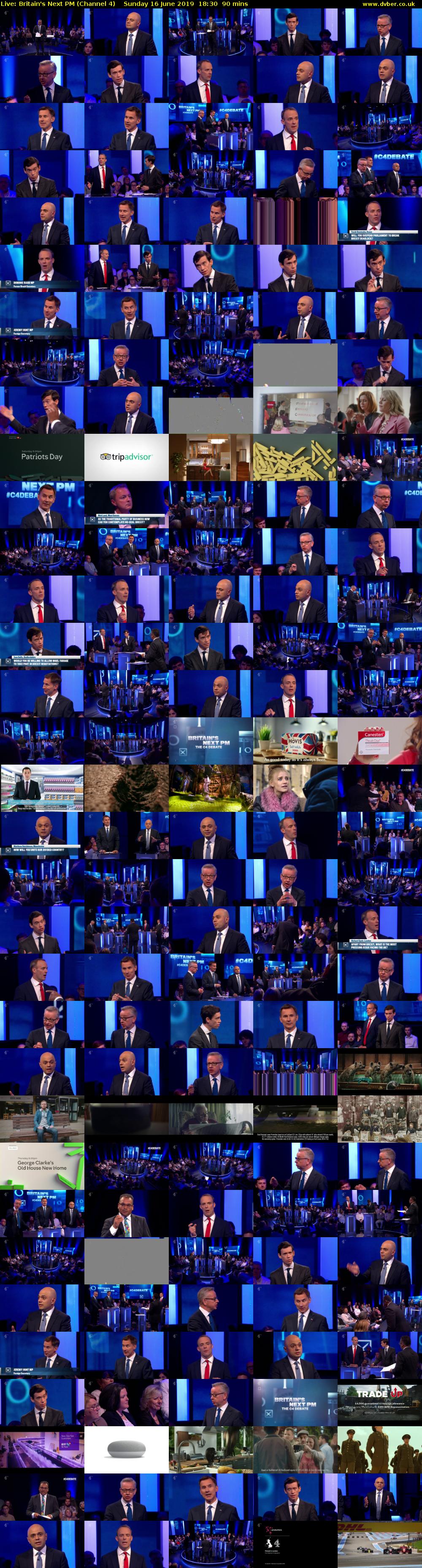 Live: Britain's Next PM (Channel 4) Sunday 16 June 2019 18:30 - 20:00