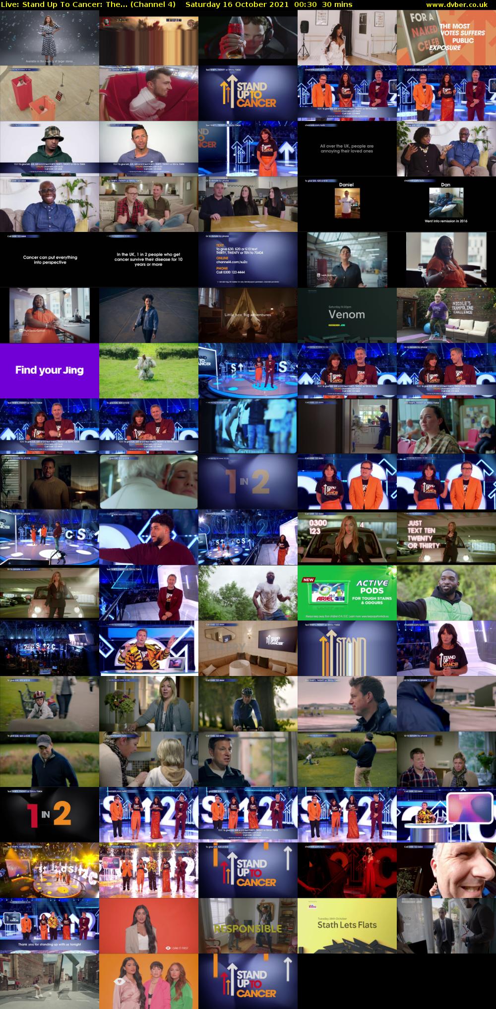 Live: Stand Up To Cancer: The... (Channel 4) Saturday 16 October 2021 00:30 - 01:00