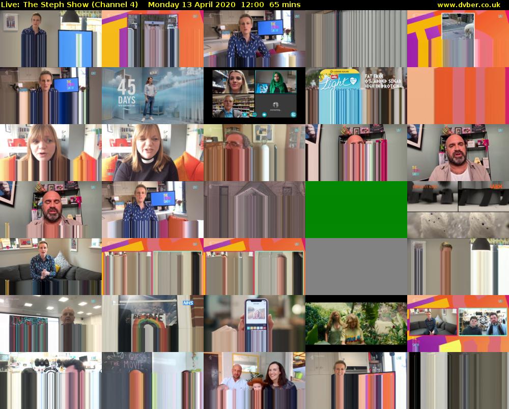 Live: The Steph Show (Channel 4) Monday 13 April 2020 12:00 - 13:05
