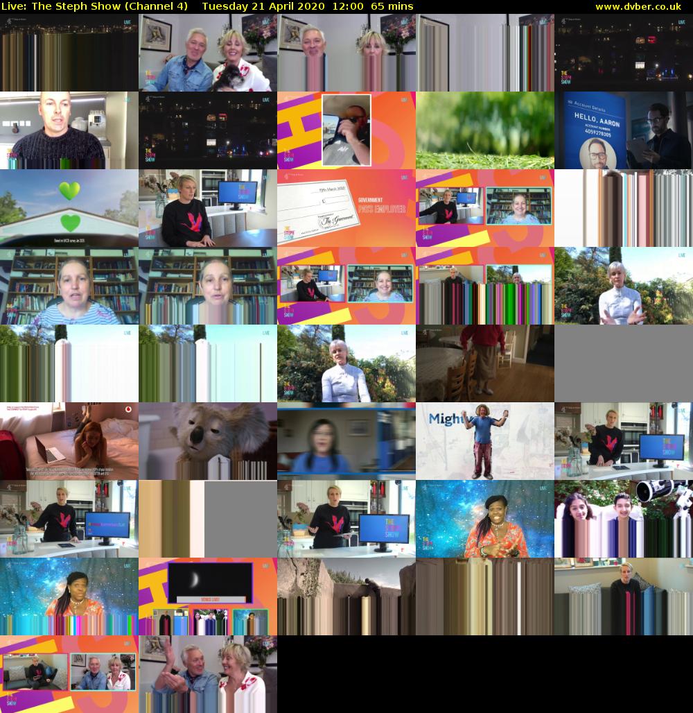 Live: The Steph Show (Channel 4) Tuesday 21 April 2020 12:00 - 13:05