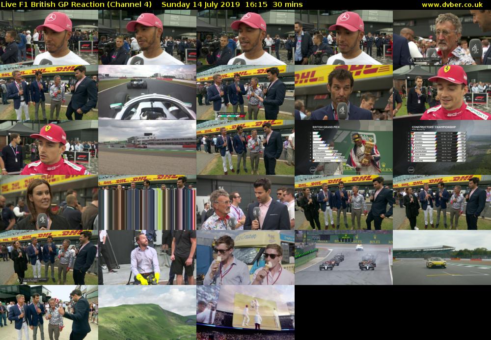 Live F1 British GP Reaction (Channel 4) Sunday 14 July 2019 16:15 - 16:45
